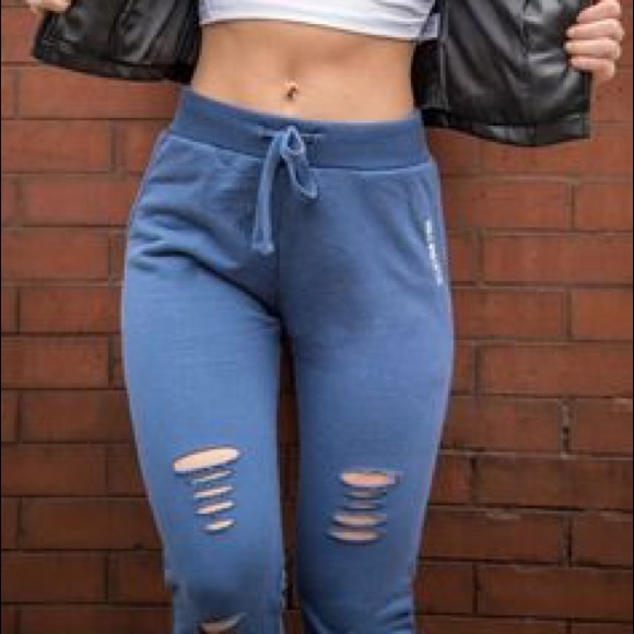 GIRLSWHOLIFT Pants - GIRLSWHOLIFT DISTRESSED HIGH WAISTED JOGGERS BNWOT